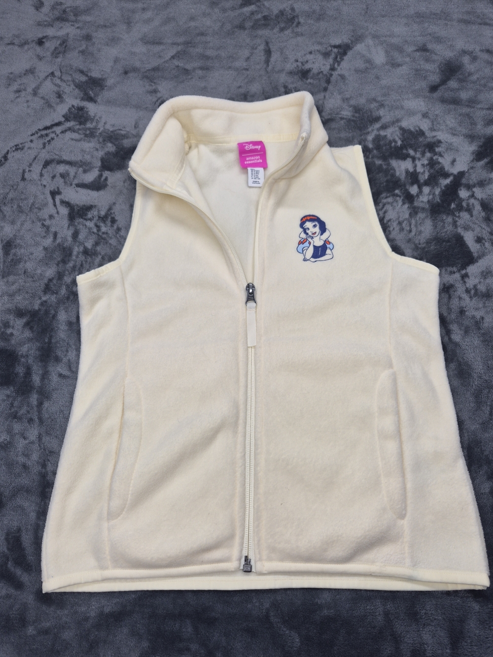 Disney Amazon Essentials Snow White Fleece Vest Girls Small Embroidered Youth L